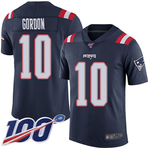 New England Patriots Football #10 100th Season Rush Limited Navy Blue Men Josh Gordon NFL Jersey